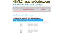 Desktop Screenshot of htmlcharactercodes.com